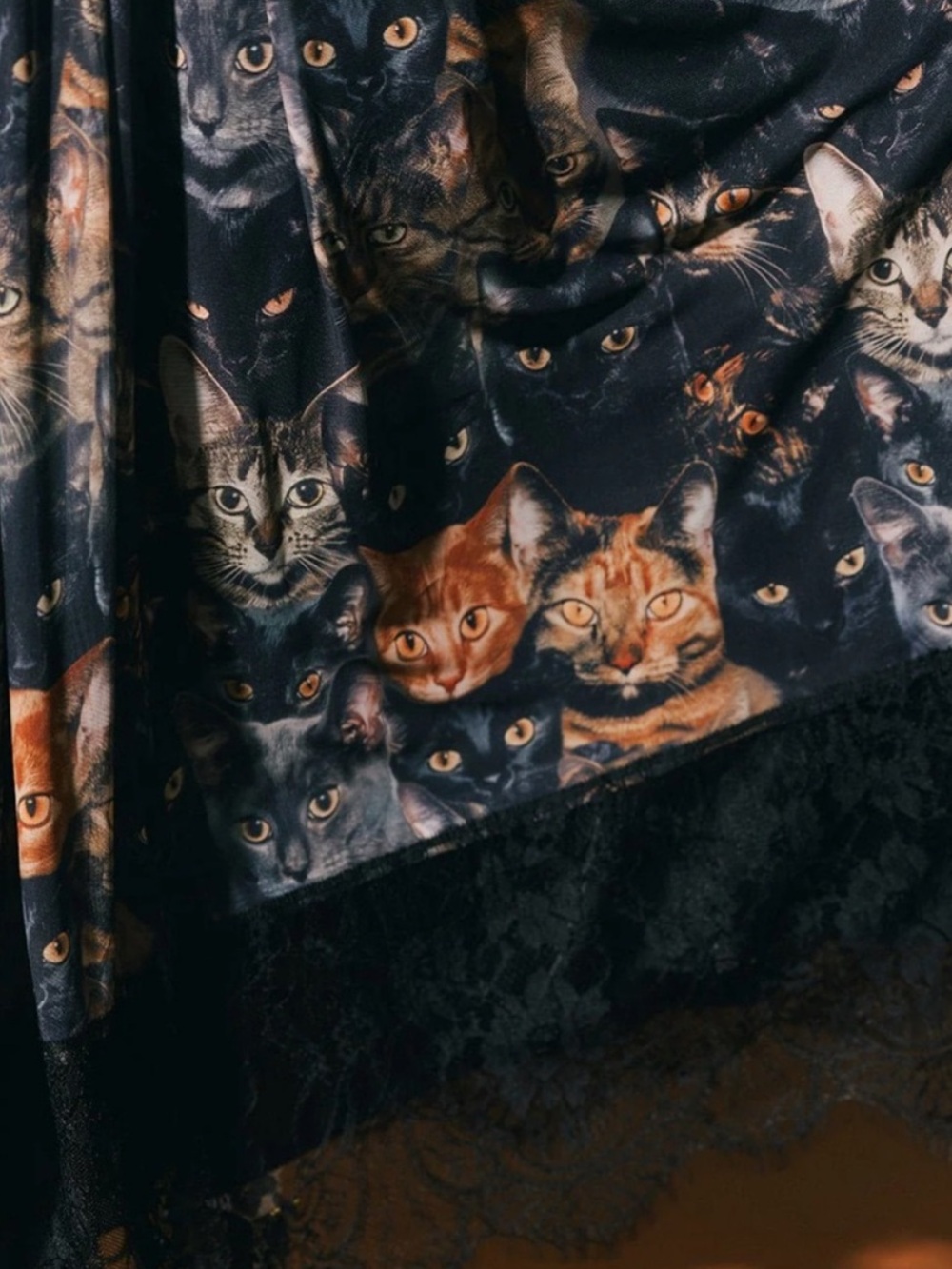 Dressed in lala Purr Mesh cat print Maxi Skirt, S - Picture 2 of 5